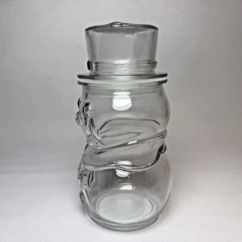 Vintage Libbey Of Canada Glass Snowman Candy Jar Canister 8